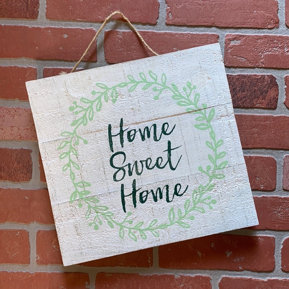 “Home sweet home” rustic barnwood floral wall sign